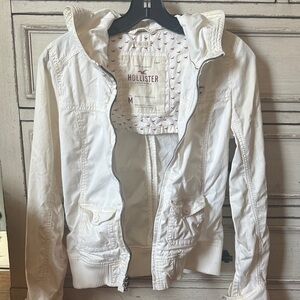Y2K Vintage Hollister Ivory Hooded Zip Jacket
